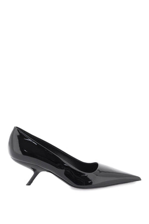 女款黑色漆皮抛光轮廓跟标志性轮廓的高跟鞋
