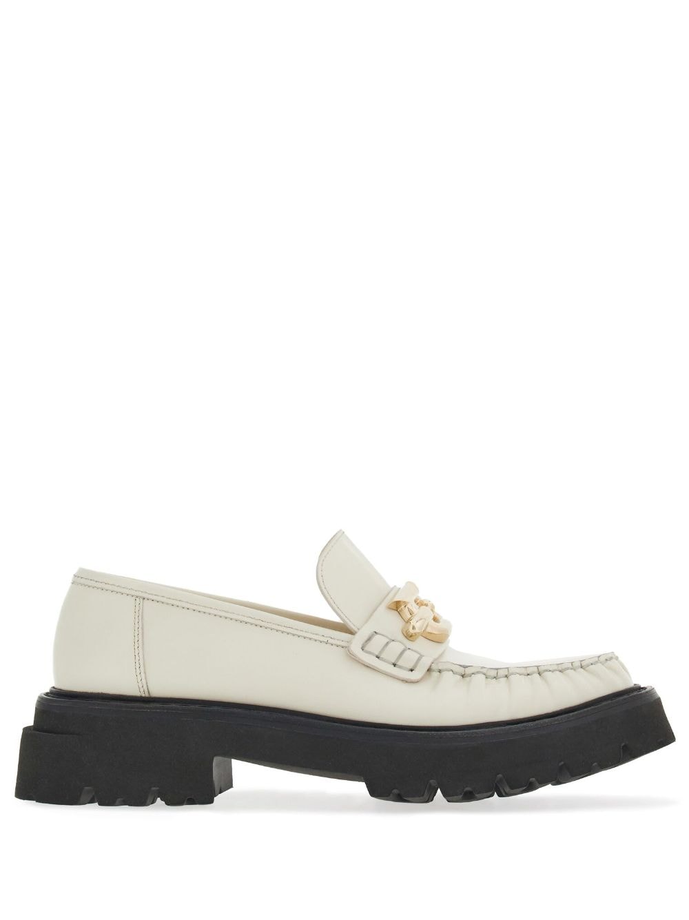 Ivory White Leather Loafers for Women