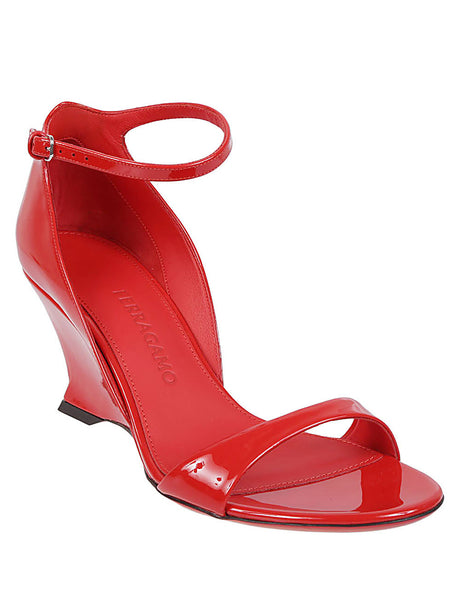 FERRAGAMO Women's Red Patent Leather Open-Toe Sandals for FW23