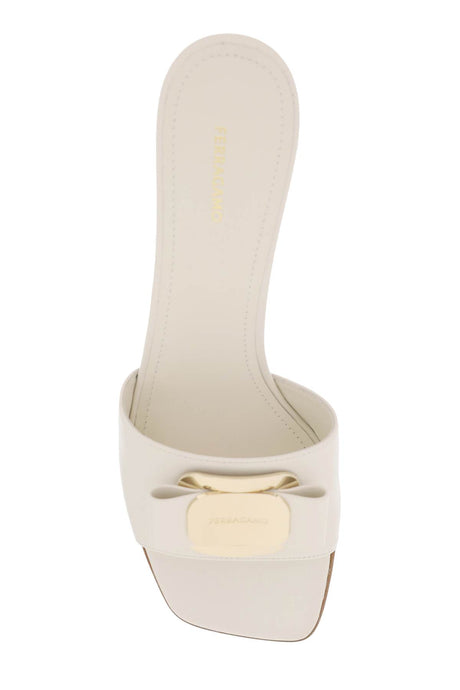 FERRAGAMO Bow-accented Nappa Leather Flat Sandals for Women