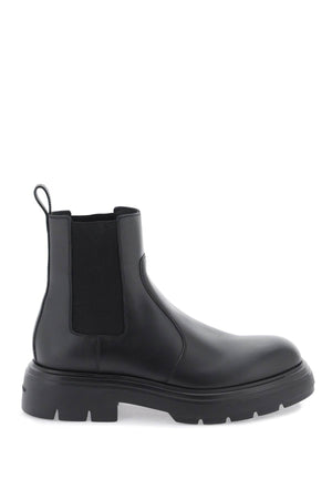 FERRAGAMO Smooth Leather Chelsea Boots for Women with Exposed Stitching and Logo Detail