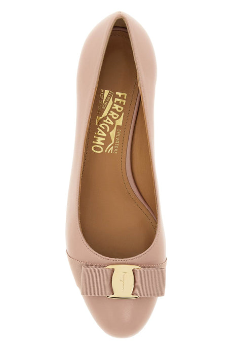 FERRAGAMO Pink Leather Vara Bow Pumps for Women - FW24 Collection