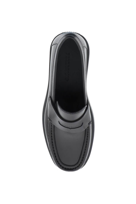 Black Leather Moccasins with Logo Detail for Men SS24