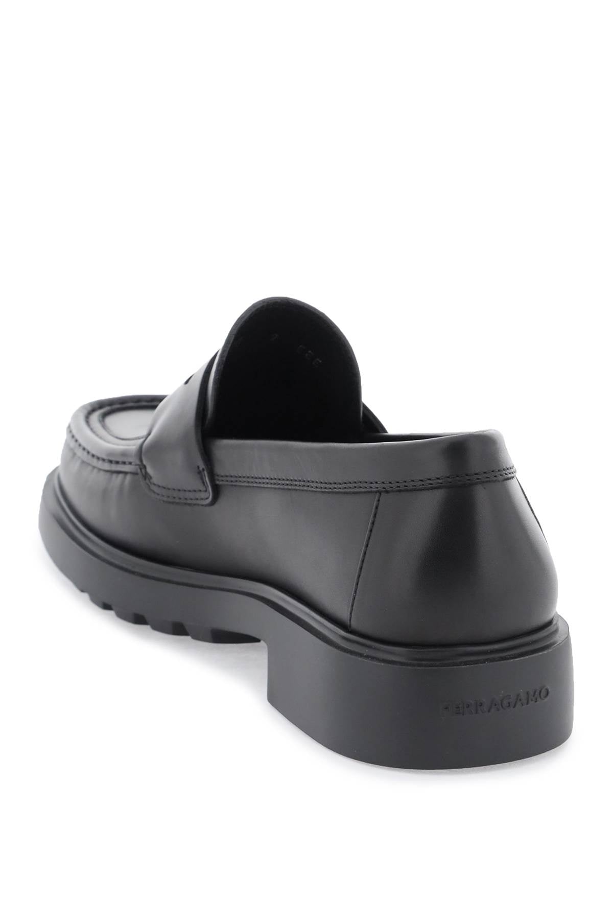 Black Leather Moccasins with Logo Detail for Men SS24
