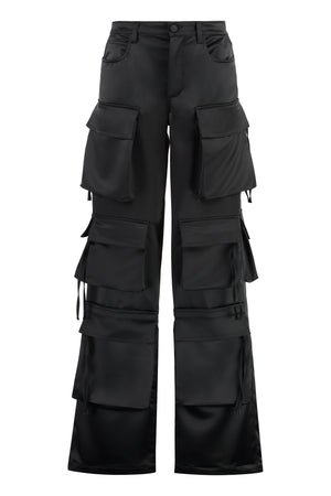 GIUSEPPE DI MORABITO Black Satin Cargo Pants for Women - SS24 Collection