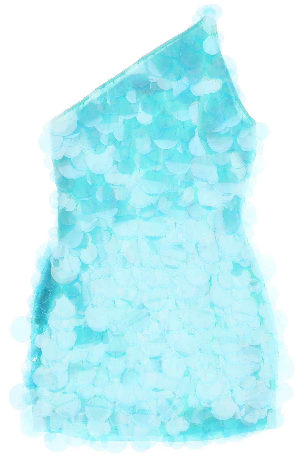 Light Blue One-Shoulder Sequined Mini Dress
