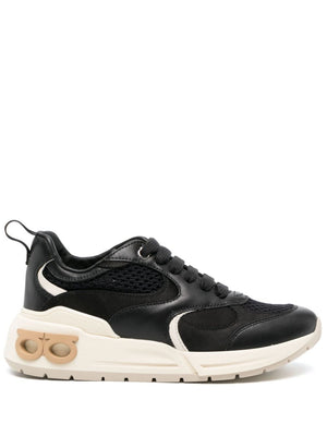 Black Leather Almond-Toe Sneakers for Women by Ferragamo