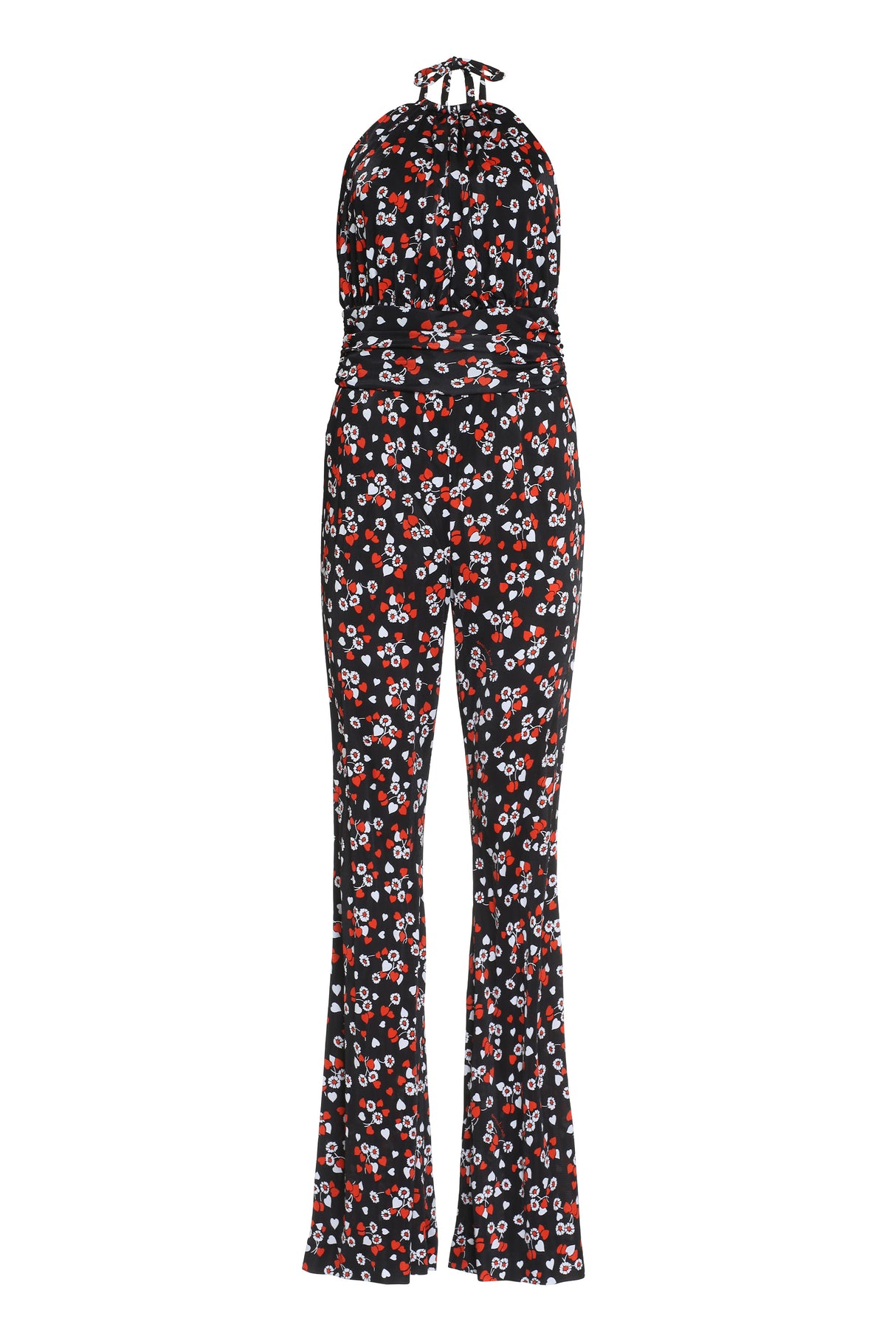 MOSCHINO COUTURE Black All Over Print Halterneck Jumpsuit for Women - SS23 Collection