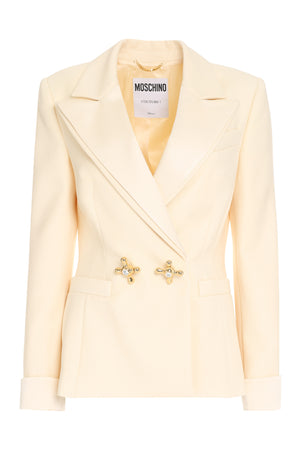 MOSCHINO COUTURE Double-Breasted Wool Blazer with Peak Lapel and Maxi Buttons