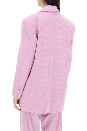 粉紅色水晶點綴的義大利設計師SS23女裝彈性棉夾克