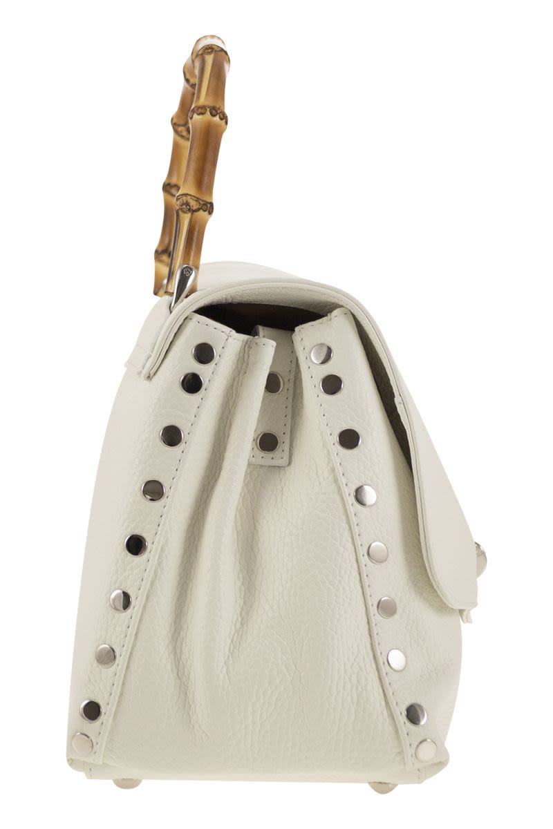 Classy White Bamboo Handle Handbag for Women