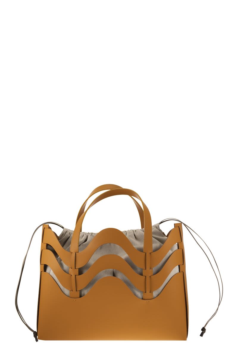 オレンジの肩掛けハンドバッグ＆取り外し可能なクラッチ - プレミアムレザーデザイン、女性向け（SS24）