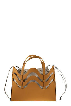 橘色肩背手提拎包，附可拆式小钱包 - 女性优质真皮设计（SS24）