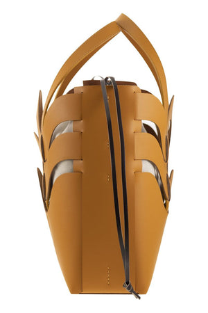 オレンジの肩掛けハンドバッグ＆取り外し可能なクラッチ - プレミアムレザーデザイン、女性向け（SS24）