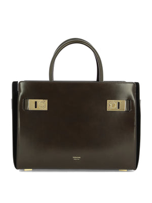 FERRAGAMO Brown Tote Handbag with Removable Shoulder Strap for Women - FW23 Collection