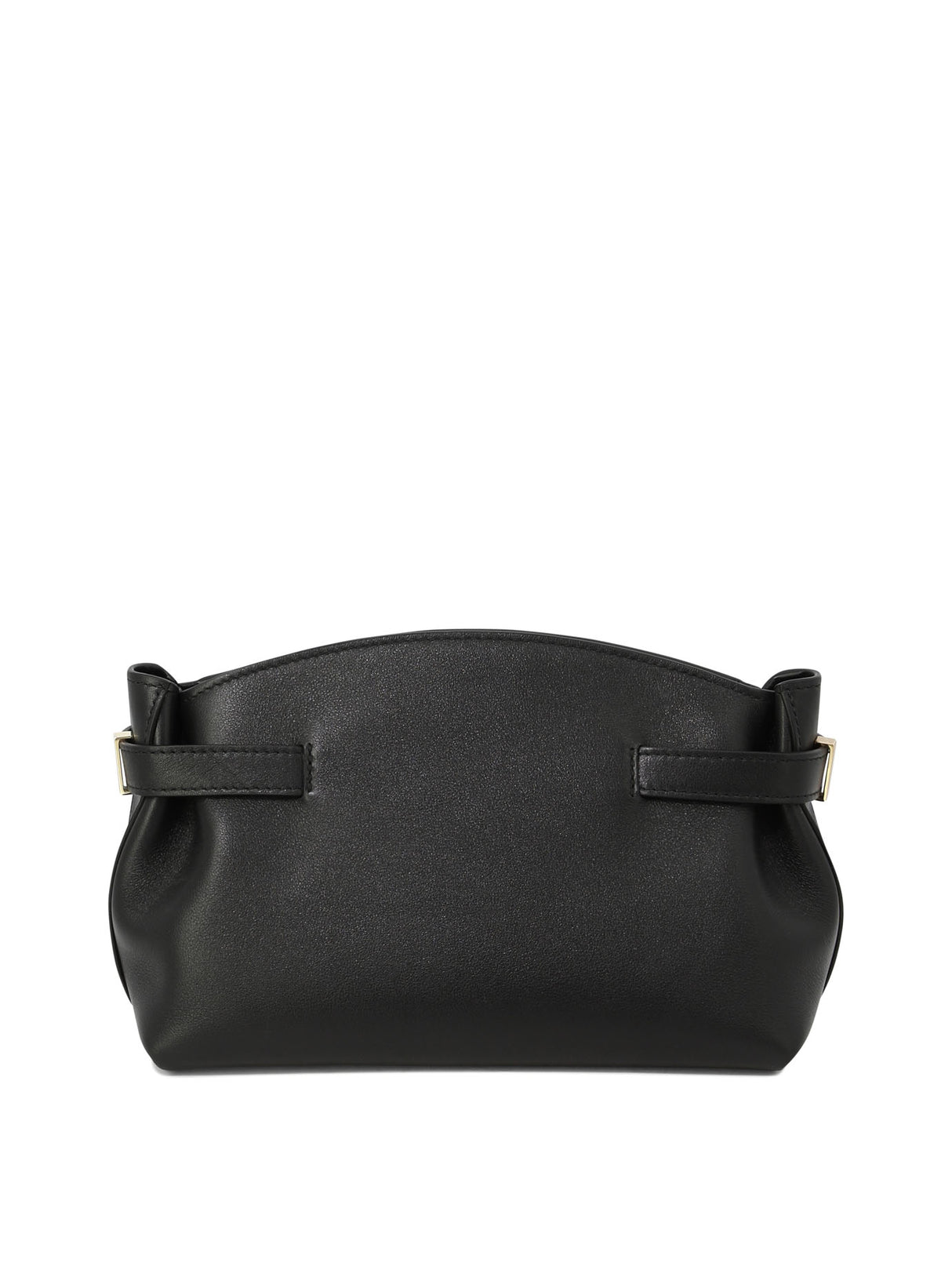 FERRAGAMO Black Leather Hug Clutch for Women (SS24)