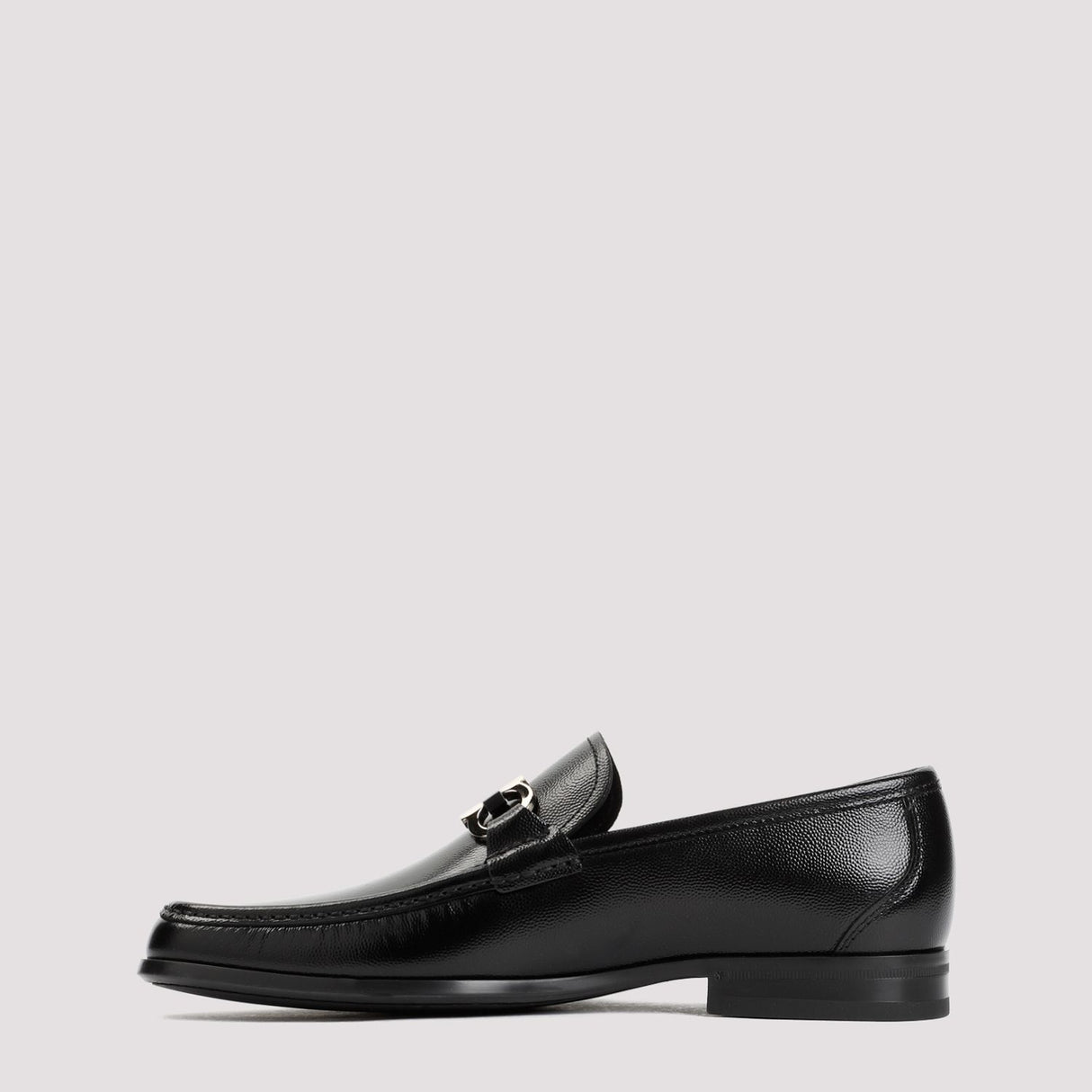 FERRAGAMO Black Leather Men's Loafers for SS24
