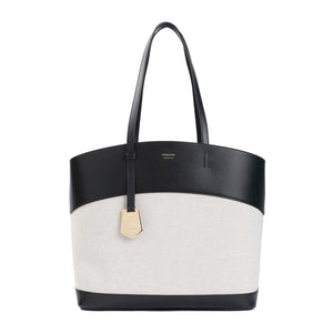 FERRAGAMO Stylish Black Linen Tote Handbag for Women
