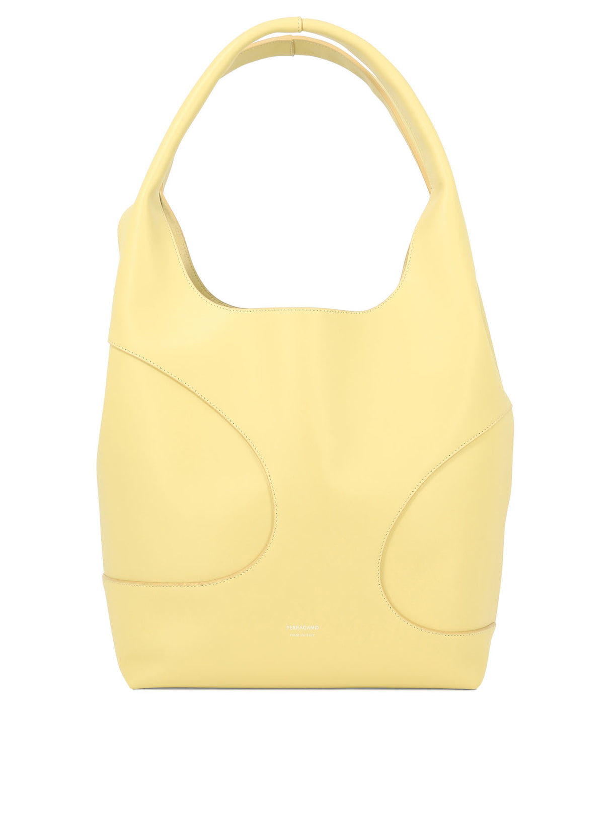 FERRAGAMO Sleek and Chic: Yellow Cut-Out Hobo Handbag for Women