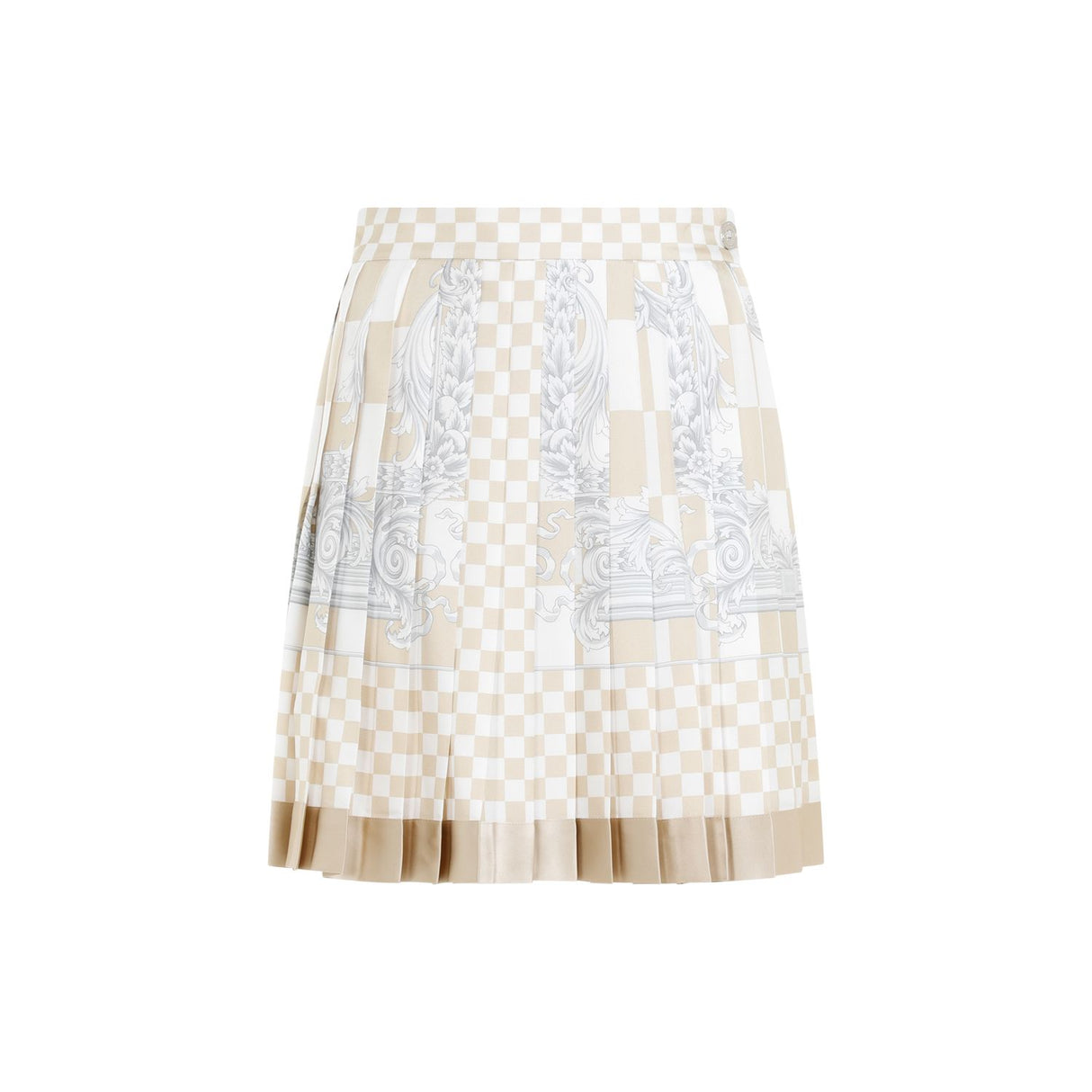 VERSACE Beige Damier Print Silk Skirt for Women - SS24 Collection