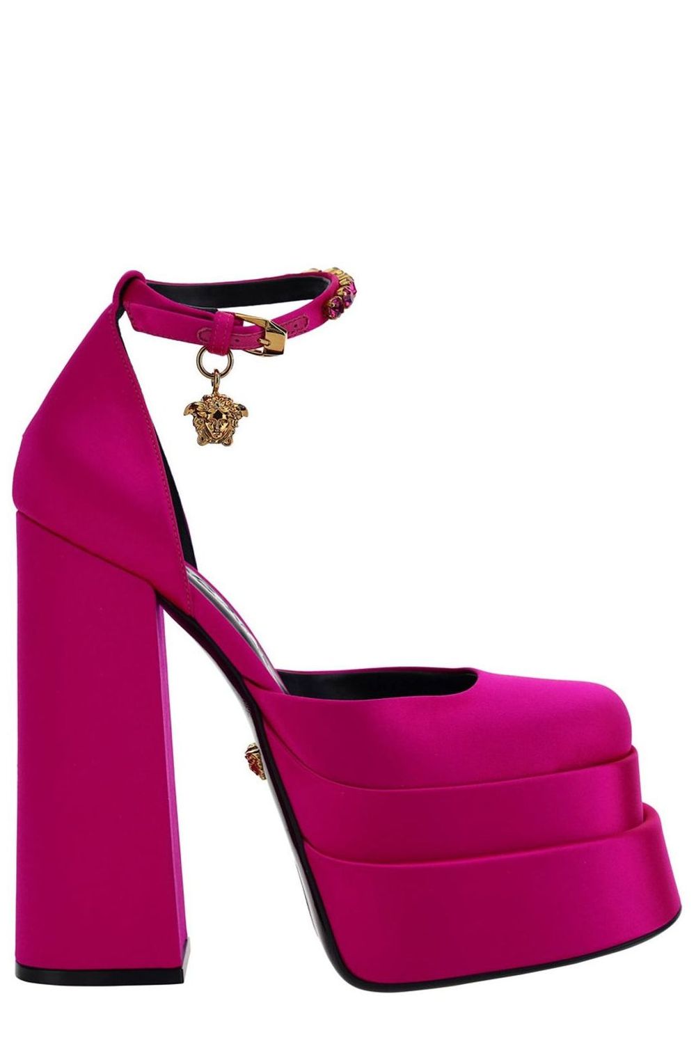 粉紫緞面美杜莎平底高跟鞋女款