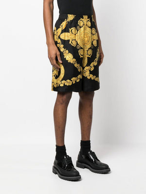 VERSACE Stylish Black Silk Shorts for Men - Seasonal SS23