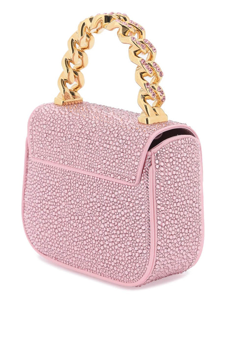 VERSACE Satiny Pink Handbag with Crystals and Iconic Medusa Appliqué