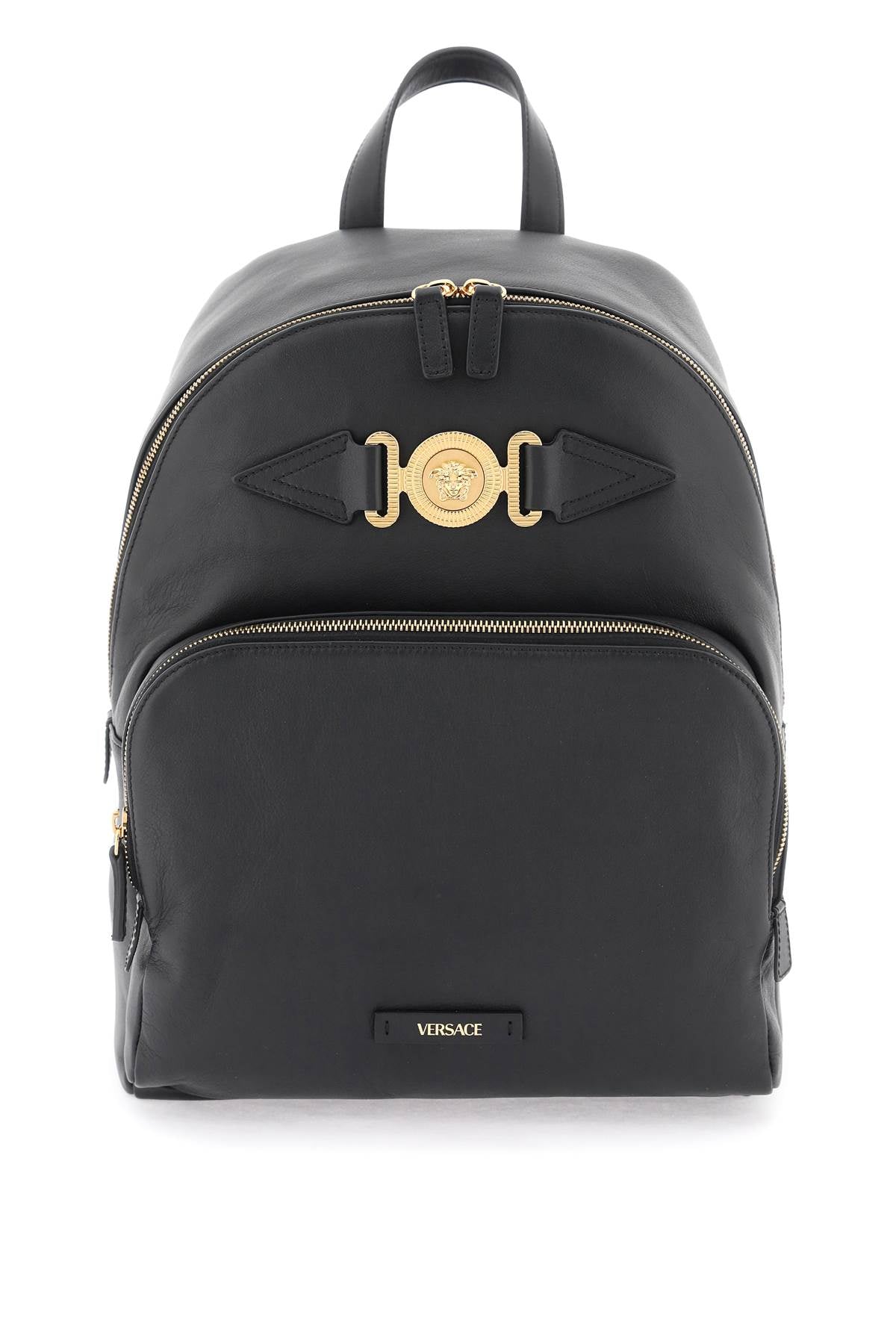 VERSACE Luxurious Men's Leather Backpack with Iconic Medusa Applique