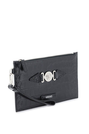 VERSACE Versatile and Sleek Croco-Embossed Handbag for Men