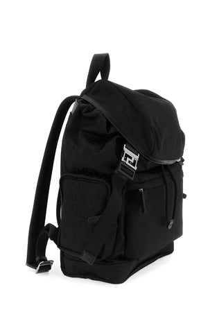 Stylish Men's Black Backpack with Allover Jacquard Pattern