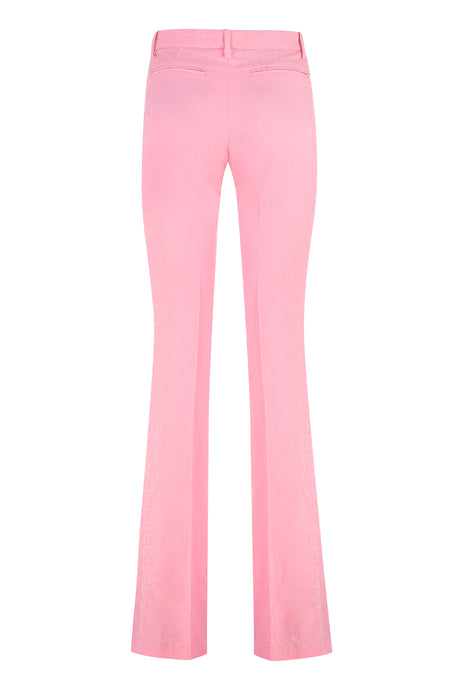 VERSACE [FW23] Low-Waisted Flared Trousers in Pink - 100% Wool