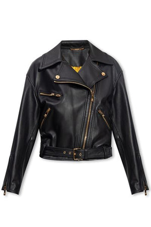 VERSACE Luxurious Zip-Up Leather Biker Jacket for Women