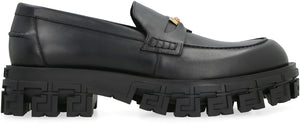Black Leather Loafers for Men - Versace FW23 Collection