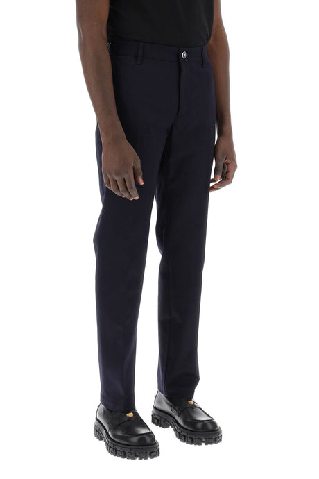 VERSACE Slim Fit Chino Trousers with Silver Medusa Details
