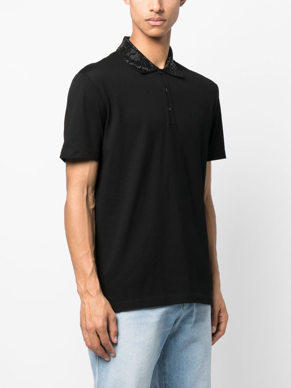 VERSACE Baroque Silhouette Polo Shirt in Black for Men