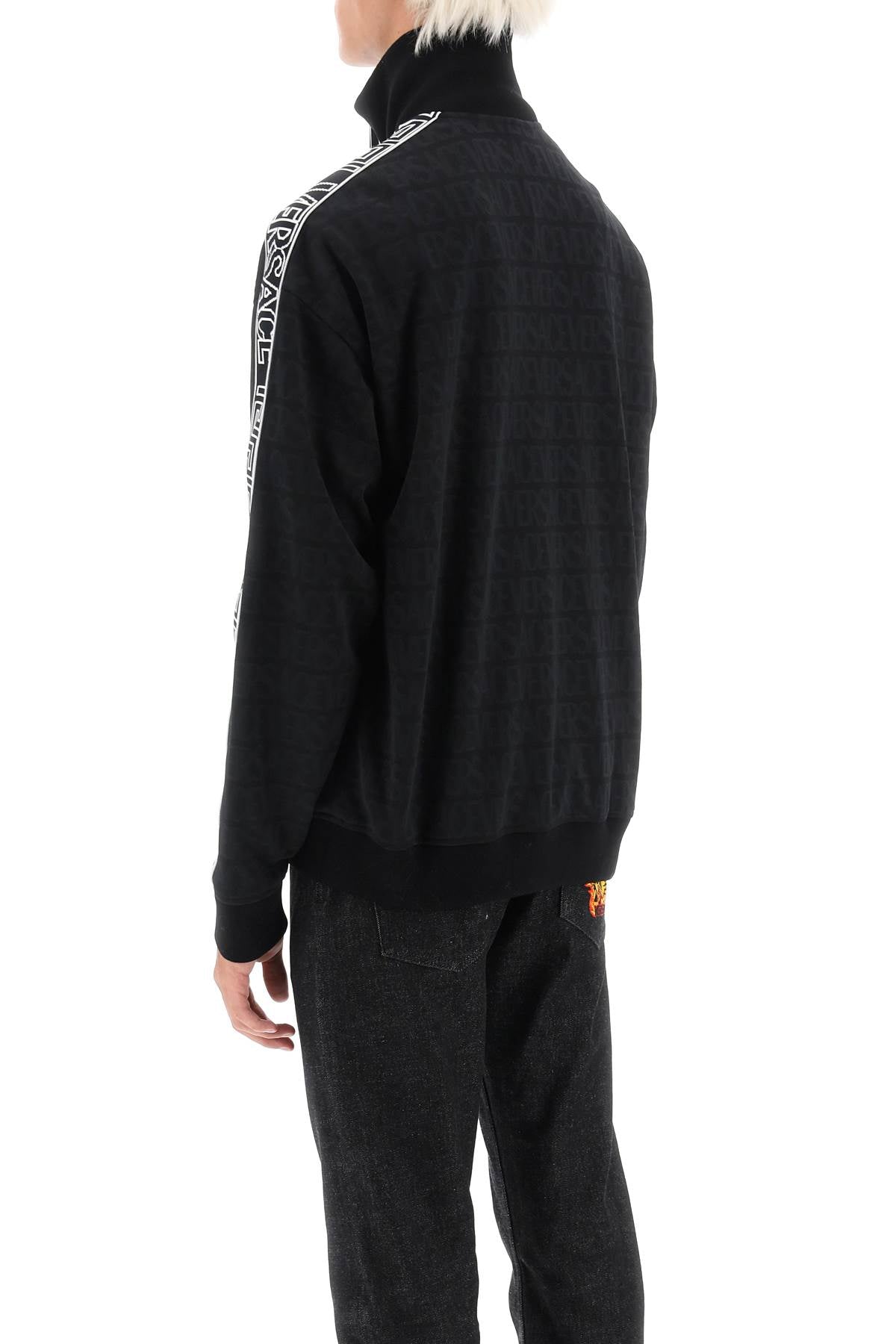 Men's Versace Turtleneck Track Sweatshirt in Black