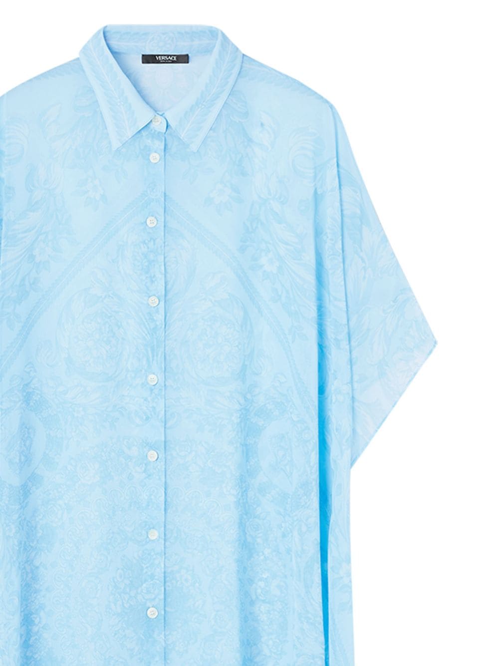 Clear Blue Baroque Print Chiffon Swim Robe for Women - SS24