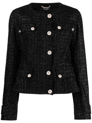 VERSACE Black Tweed Jacket for Women - FW23 Collection