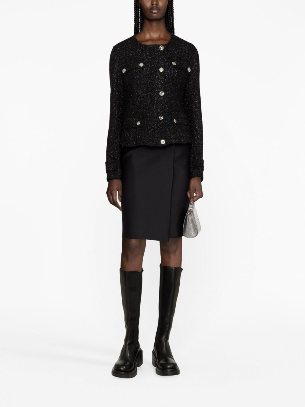 VERSACE Black Tweed Jacket for Women - FW23 Collection