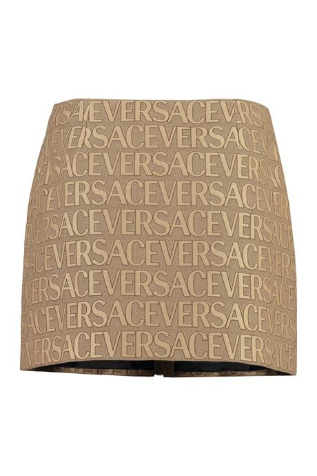 VERSACE Beige Jacquard Mini Skirt for Women in FW23 Collection