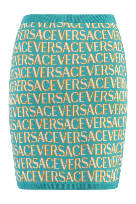 VERSACE Turquoise Knit Mini Skirt for Women in FW23