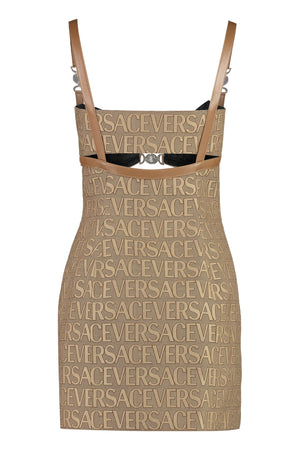 VERSACE Beige Jaquard Mini Dress for Women - FW23 Collection