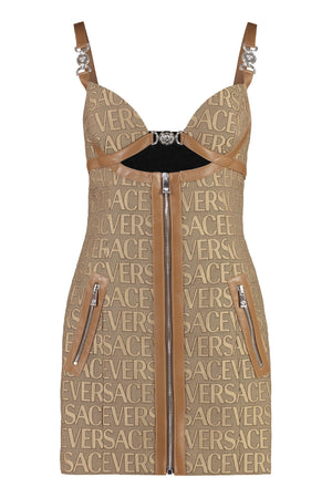 VERSACE Beige Jaquard Mini Dress for Women - FW23 Collection