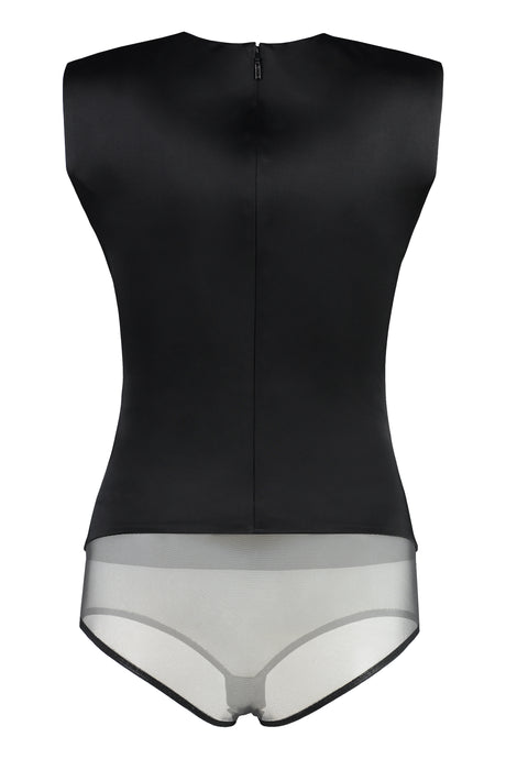 VERSACE Sleeveless Black Bodysuit with Decorative Front Knot for Women - FW23