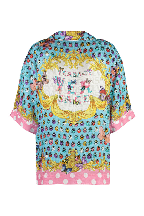 VERSACE Vintage-Inspired, Oversized Printed Silk-Blend Shirt for Women - FW23