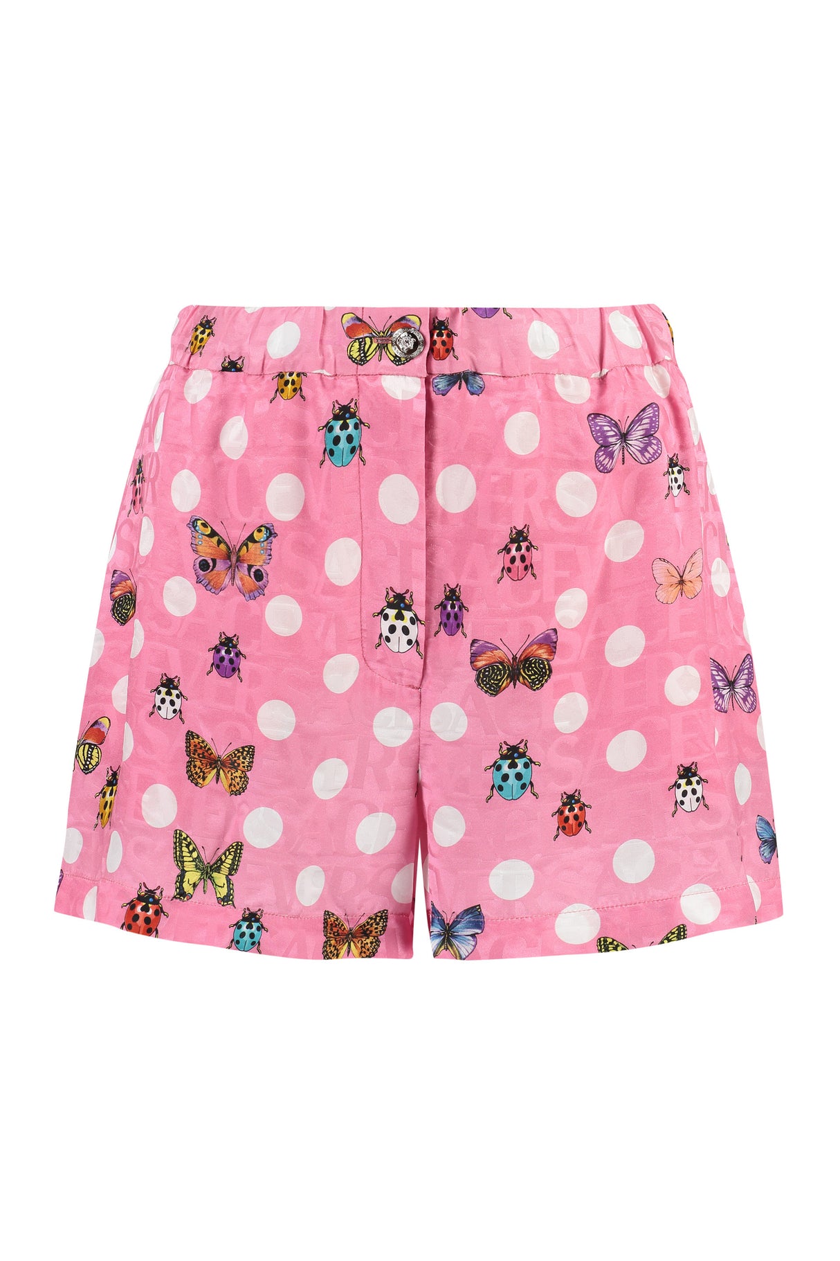 VERSACE Versatile Pink Heritage Shorts with Butterflies and Ladybugs Print