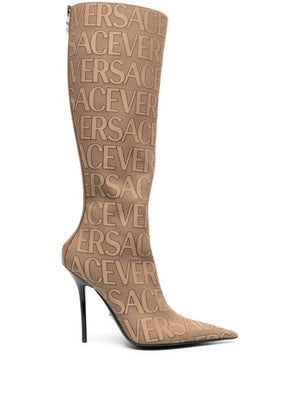 VERSACE Statement Fabric Knee Boots for the Bold and Fashionable