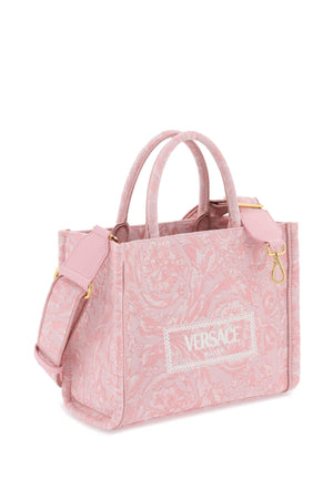 VERSACE Baroque Jacquard Mini Tote Handbag with Vintage Logo, Pink - Women’s Spring/Summer 2024