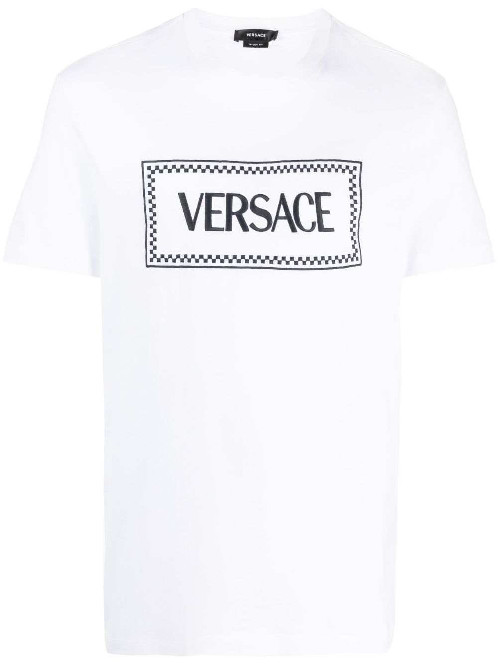 VERSACE Clean and Chic Cotton Graphic Tee for Men in Optic White