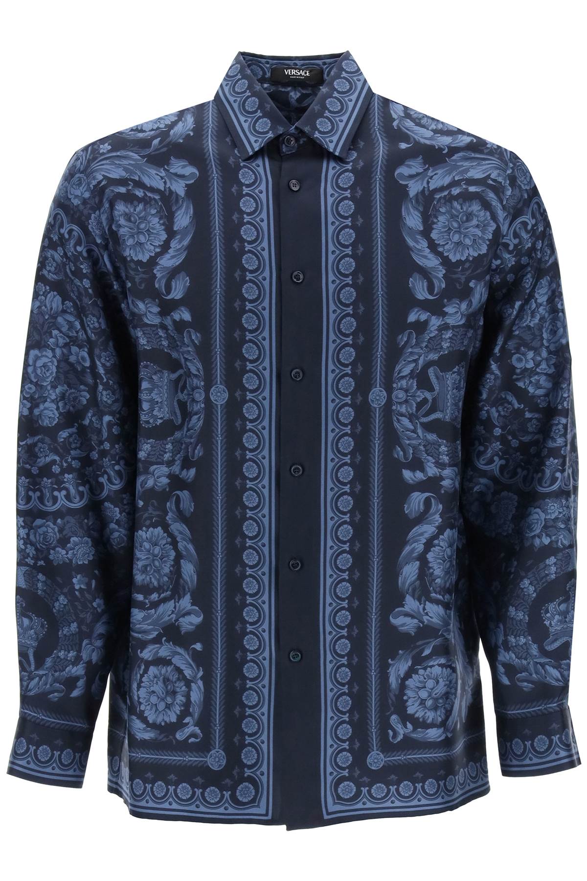 VERSACE Baroque Motif Printed Silk Shirt for Men